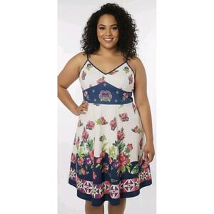 Me 2 Magic Tiered Midi Dress 2X Embroidered Boho Cottagecore Peasant 100% Cotton